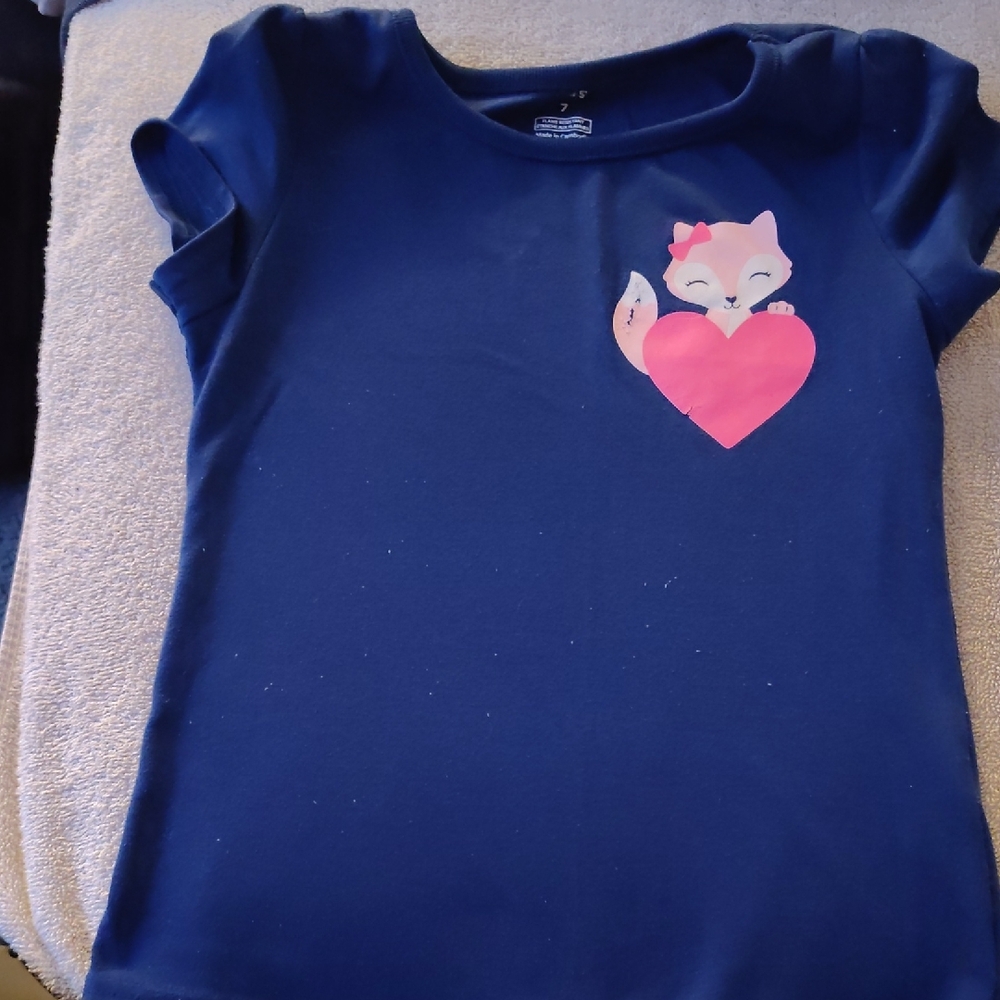 Carter's Blue and Pink Short Sleeve Tee with Heart Accent